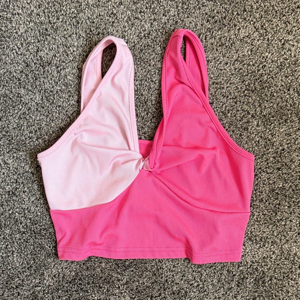 SHEIN Pink Colorblock Crop Top